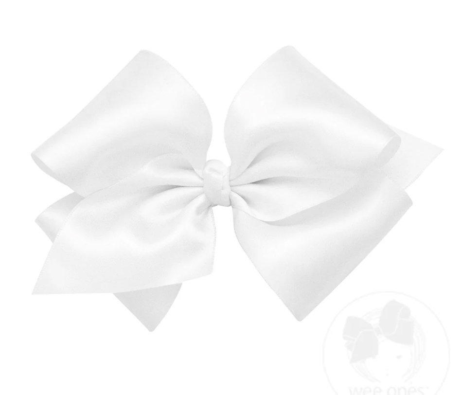 Small King French Satin Girls Hair Bow (Knot Wrap)
