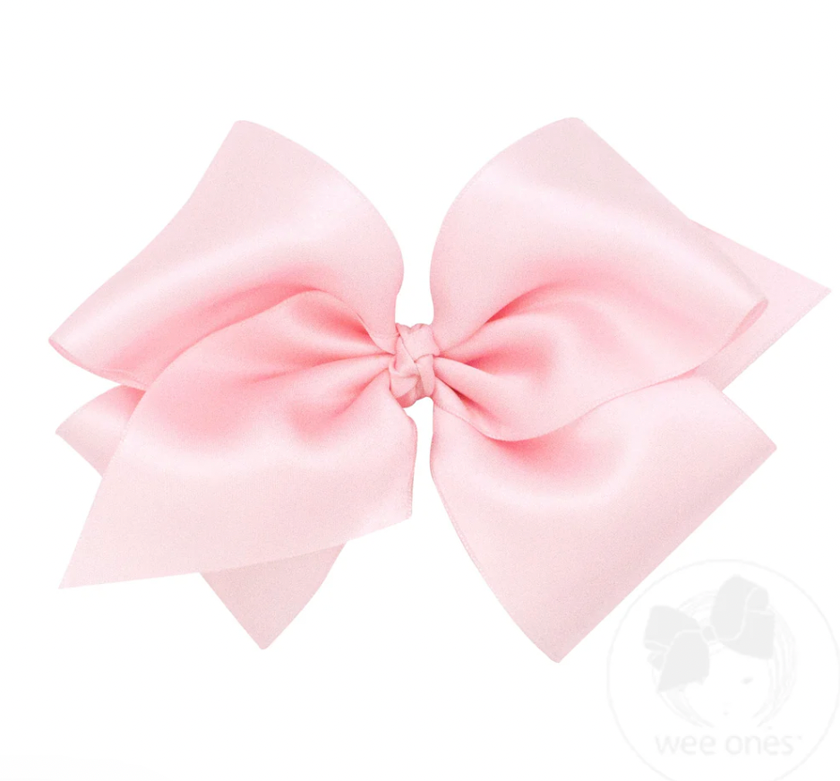 Small King French Satin Girls Hair Bow (Knot Wrap)