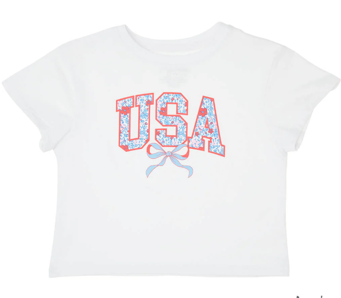 American Floral USA White Boxy Tee