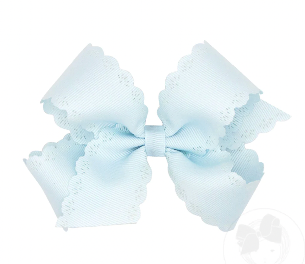Medium Grosgrain Bow with Eyelet Flower-Embossed Edges