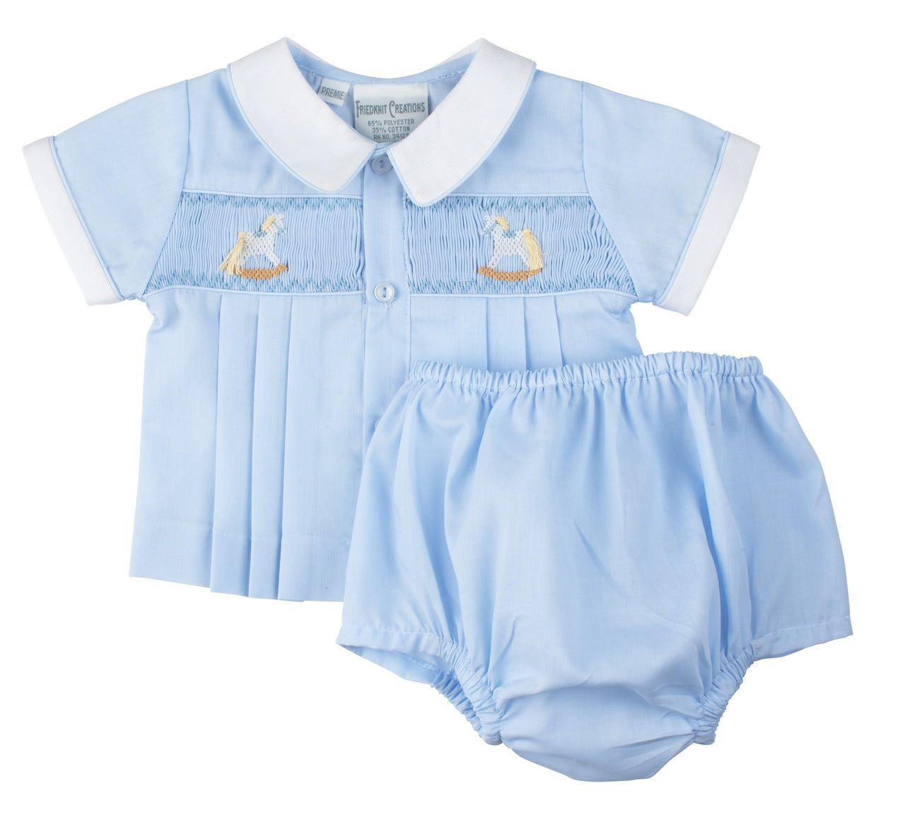 Preemie Rocking Horse Smocked Diaper Set