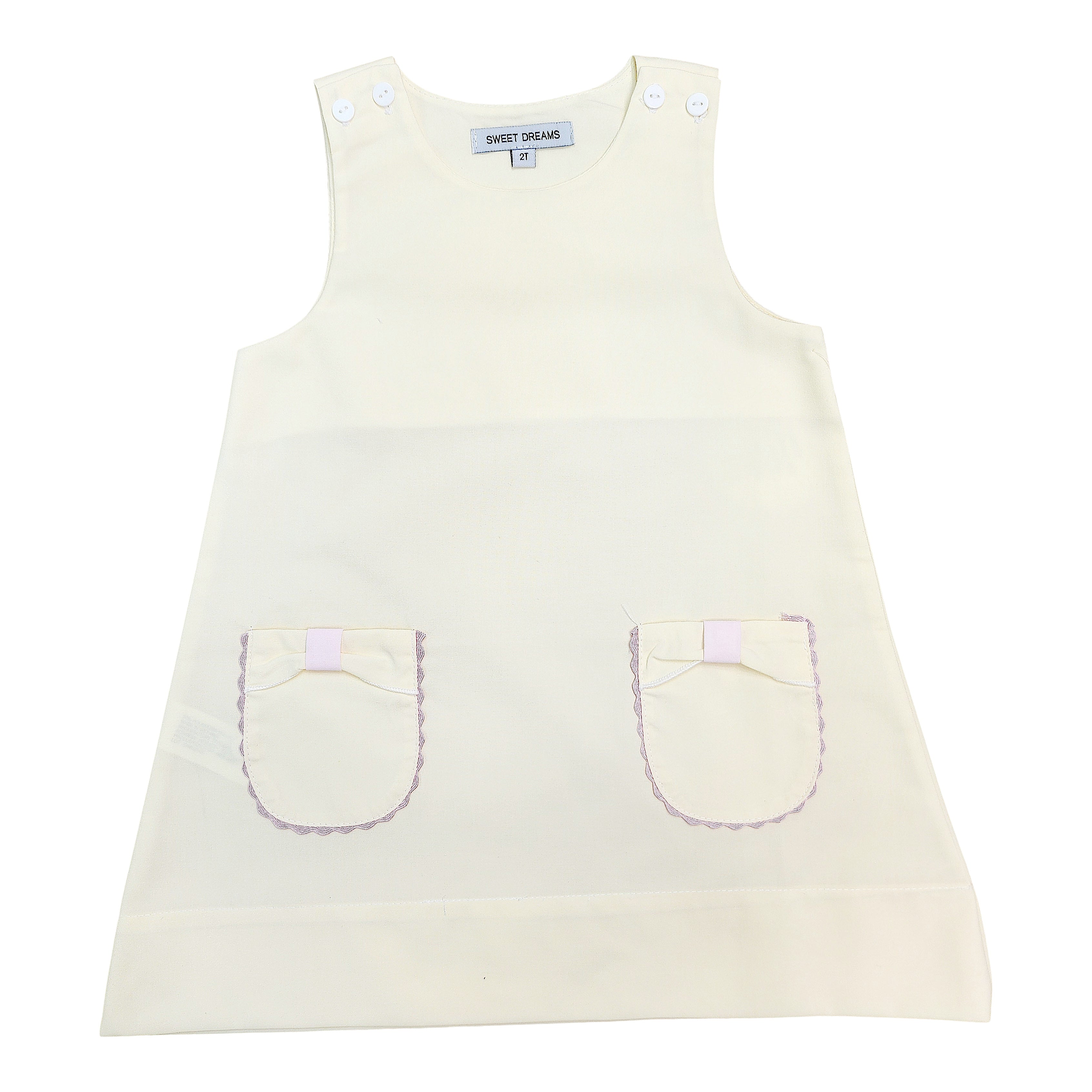 Bow Pocket Sleeveless Yellow Dress