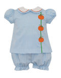 Pumpkin Blue Gingham girl's bloomer set