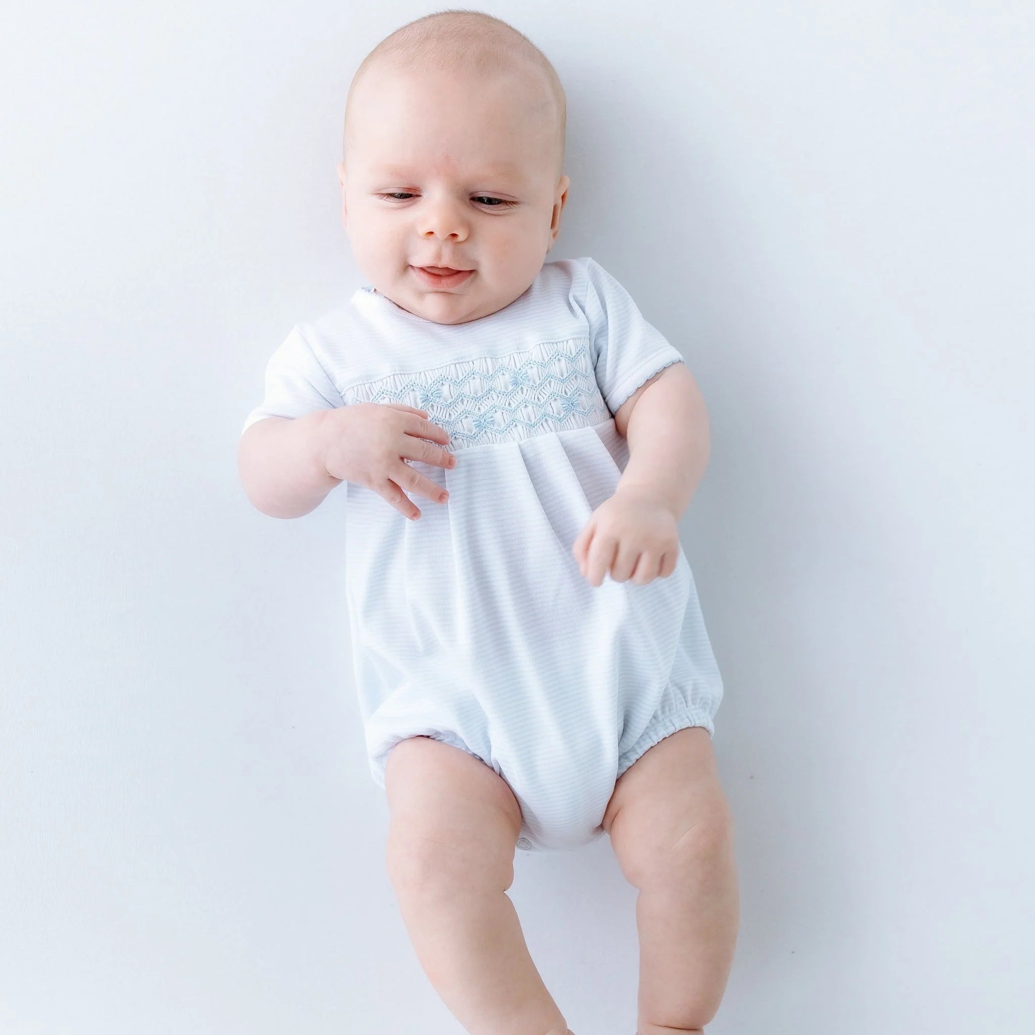 Jacob Smocked Bubble - Light Blue