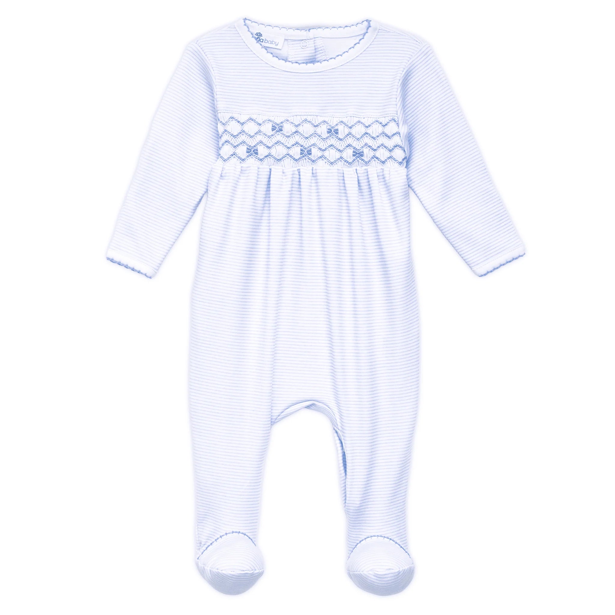 Jacob Smocked Footie - Light Blue