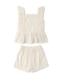 Organic Eyelet Flutter Top And Shorts Set - Ivory Eyelet