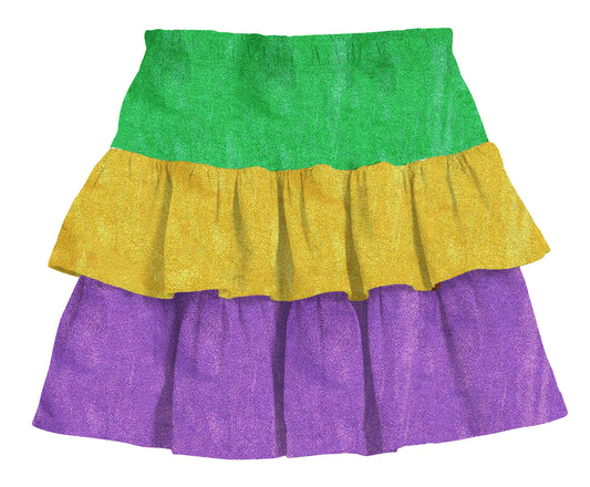 Mardi Gras Shimmer Ruffle Skort