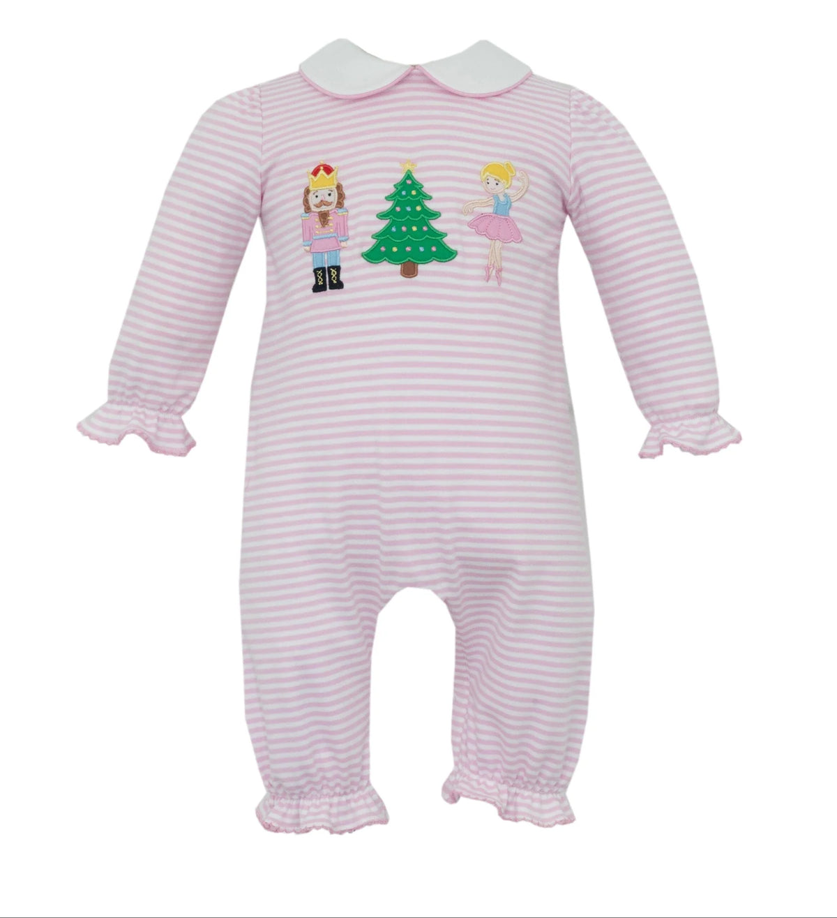 Nutcracker Striped Pink Knit Romper
