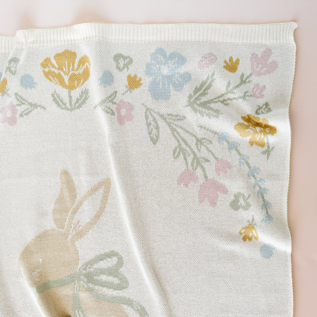 Pastel Floral Bunny Blanket | Organic Cotton