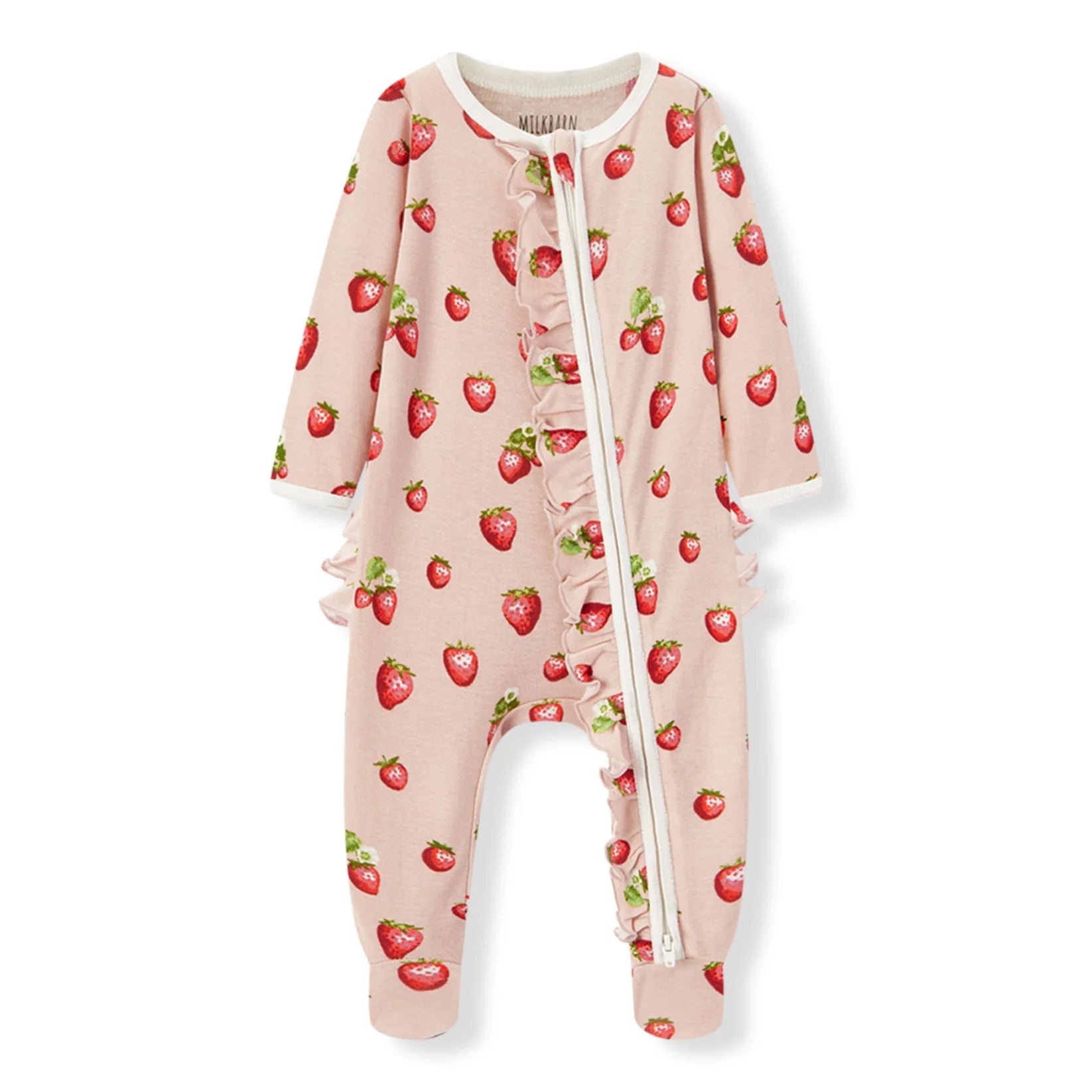 Strawberry Organic Cotton Ruffle Footed Romper
