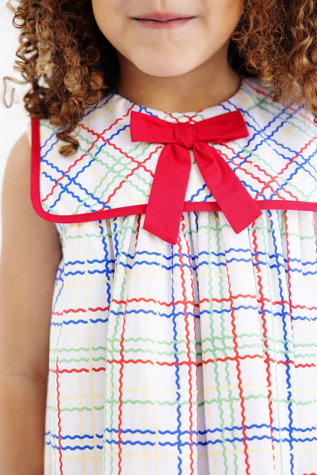 Sleeveless Stewart's Square Collar Dress