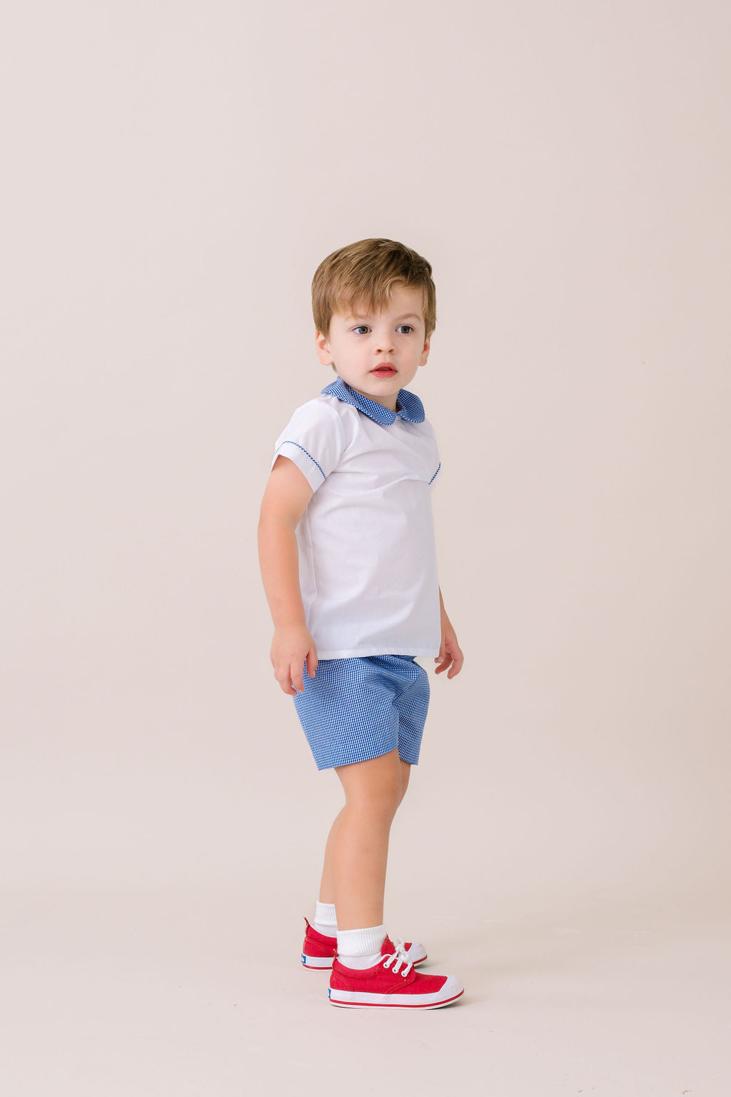 Legacy White & River Royal Mini Gingham Shirt