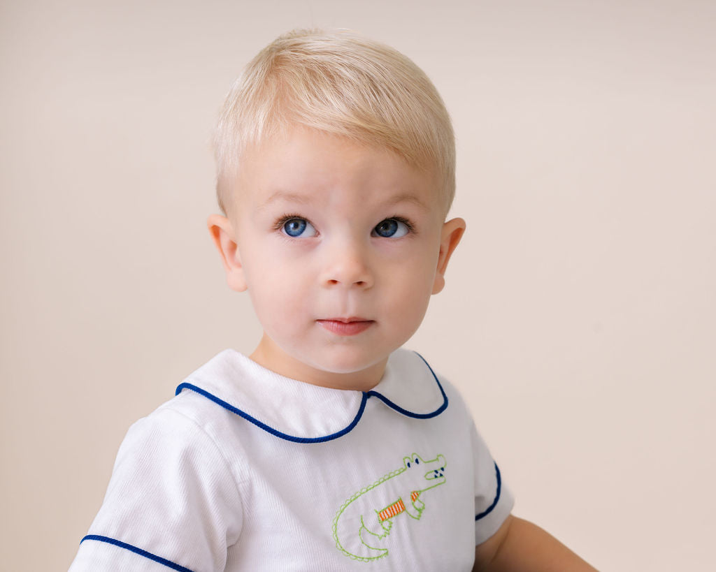 Baby Bea Bubble- Royal Blue Corduroy with Alligator