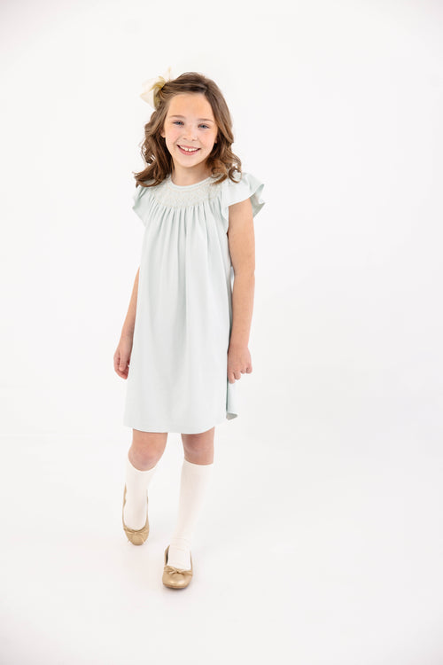 Angel Sleeve Sandy Smocked Dress- Pima