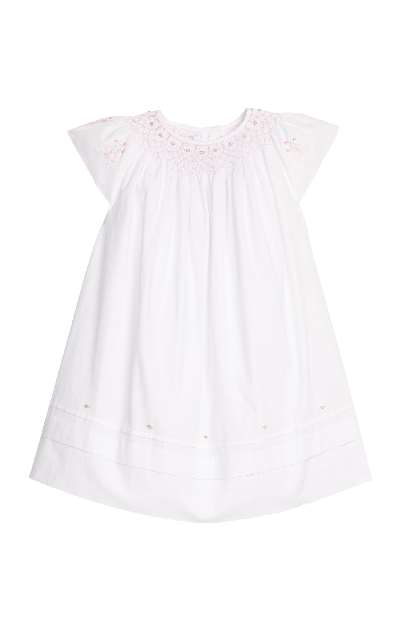 Smocked Bishop Dress - Pink Roses