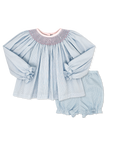 Betsy Bloomer set Long sleeve Baker blue minigingham