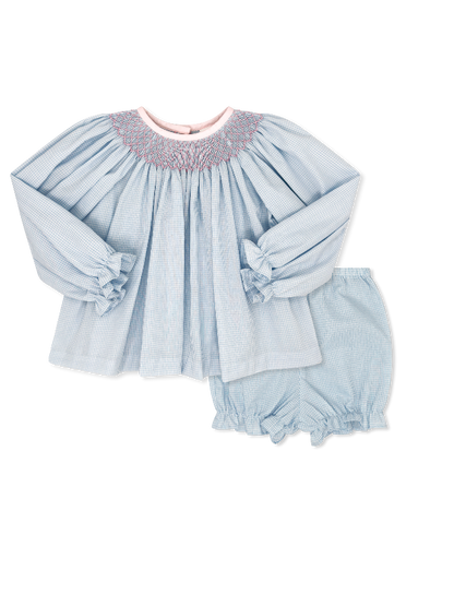 Betsy Bloomer set Long sleeve Baker blue minigingham