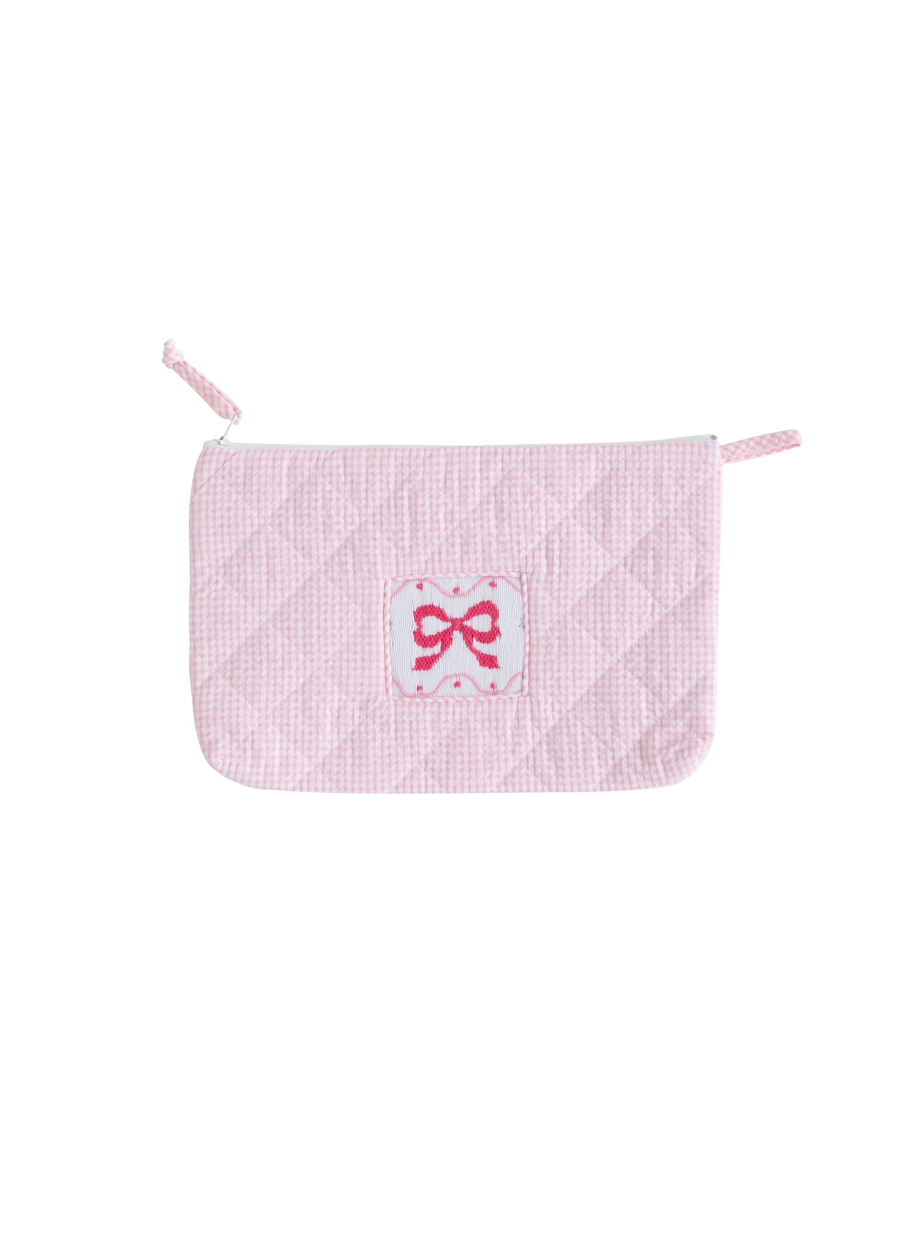 Quilted Cosmetic Pouch - Pink Bow