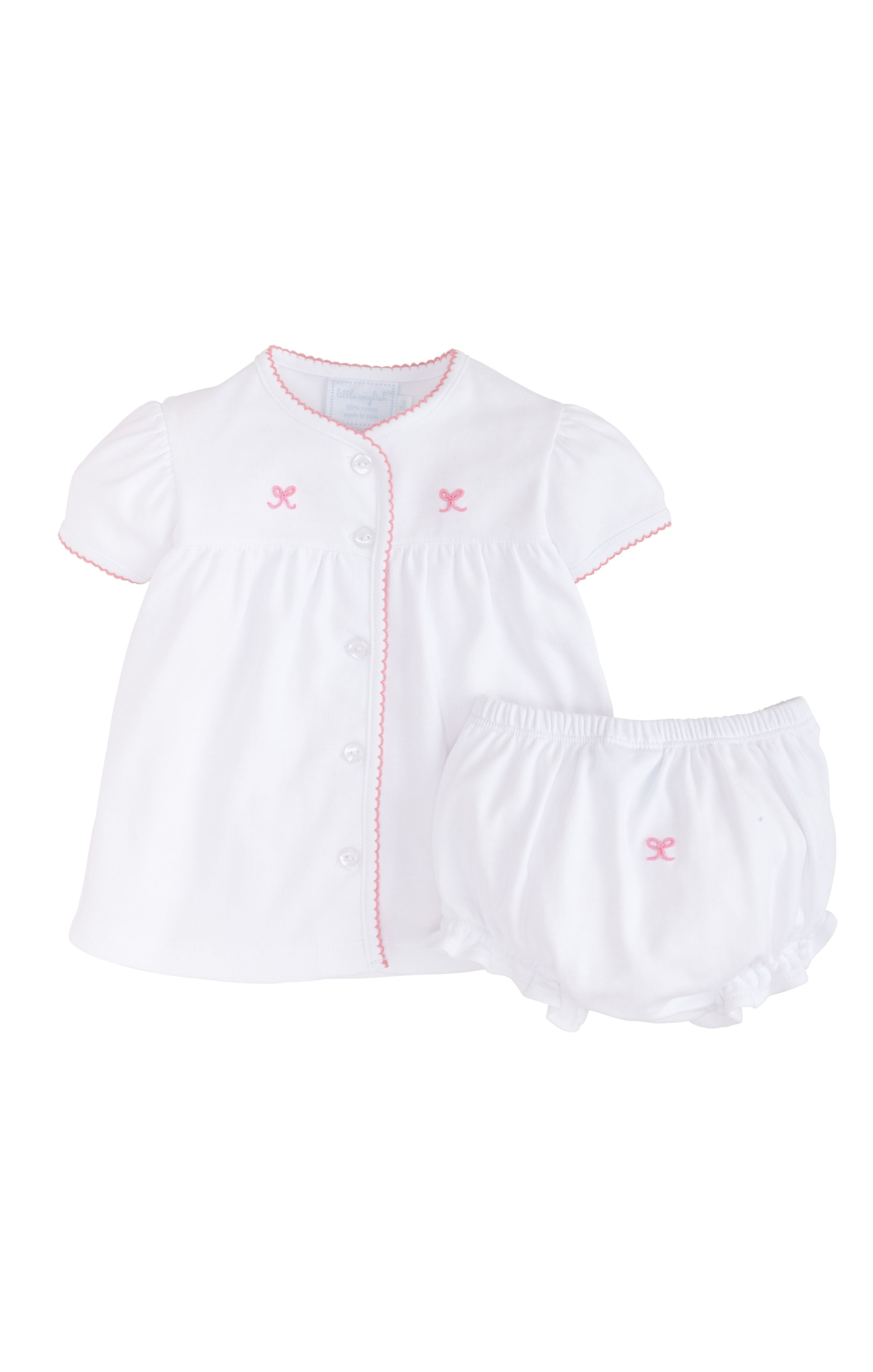 Pinpoint Layette Knit Set Bows
