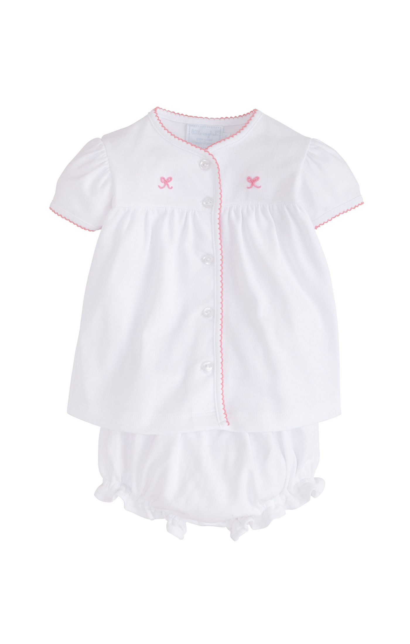 Pinpoint Layette Knit Set Bows
