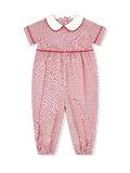 Red Windowpane with Red Corduroy Piping Boy's Romper