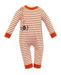 Baby Boys Knit Romper - Orange Stripes with Halloween Spider
