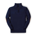 ORGANIC HALF ZIP SWEATER WITH ELBOW PATCHES