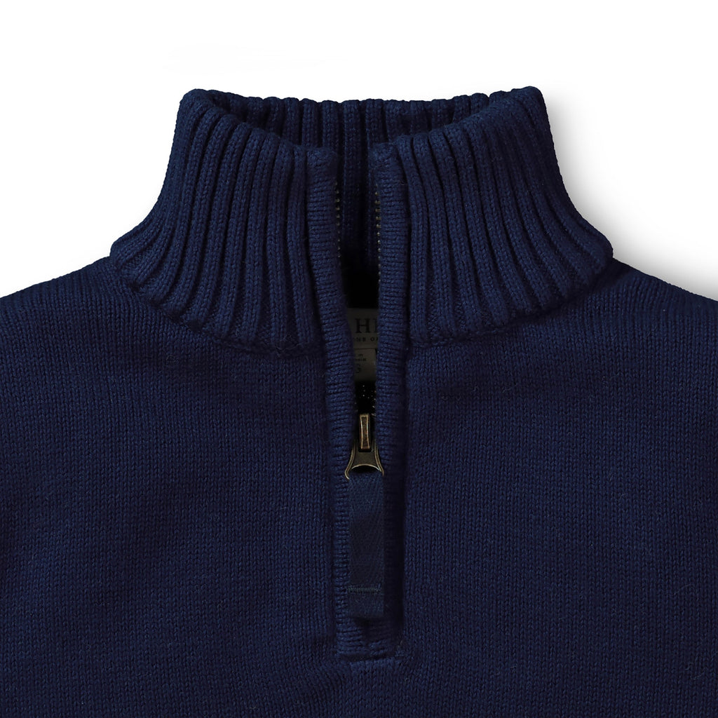 ORGANIC HALF ZIP SWEATER WITH ELBOW PATCHES