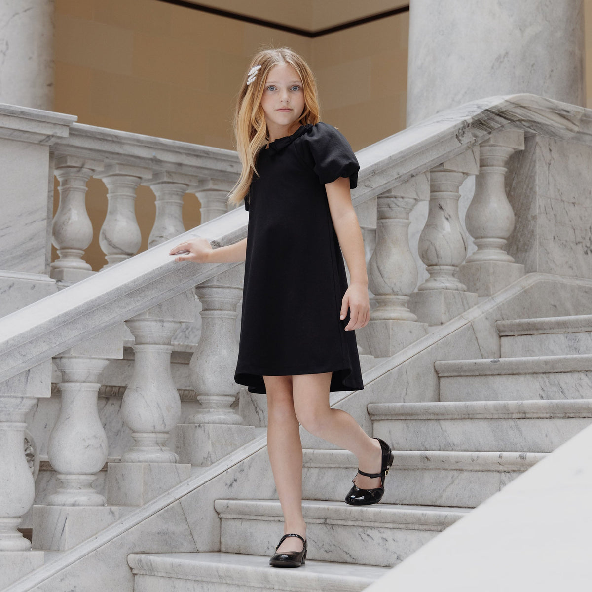 BUBBLE SLEEVE PONTE DRESS