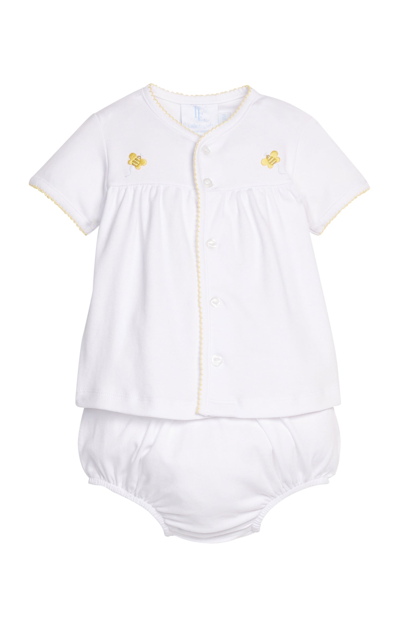 Pinpoint Layette Knit Set - Bee