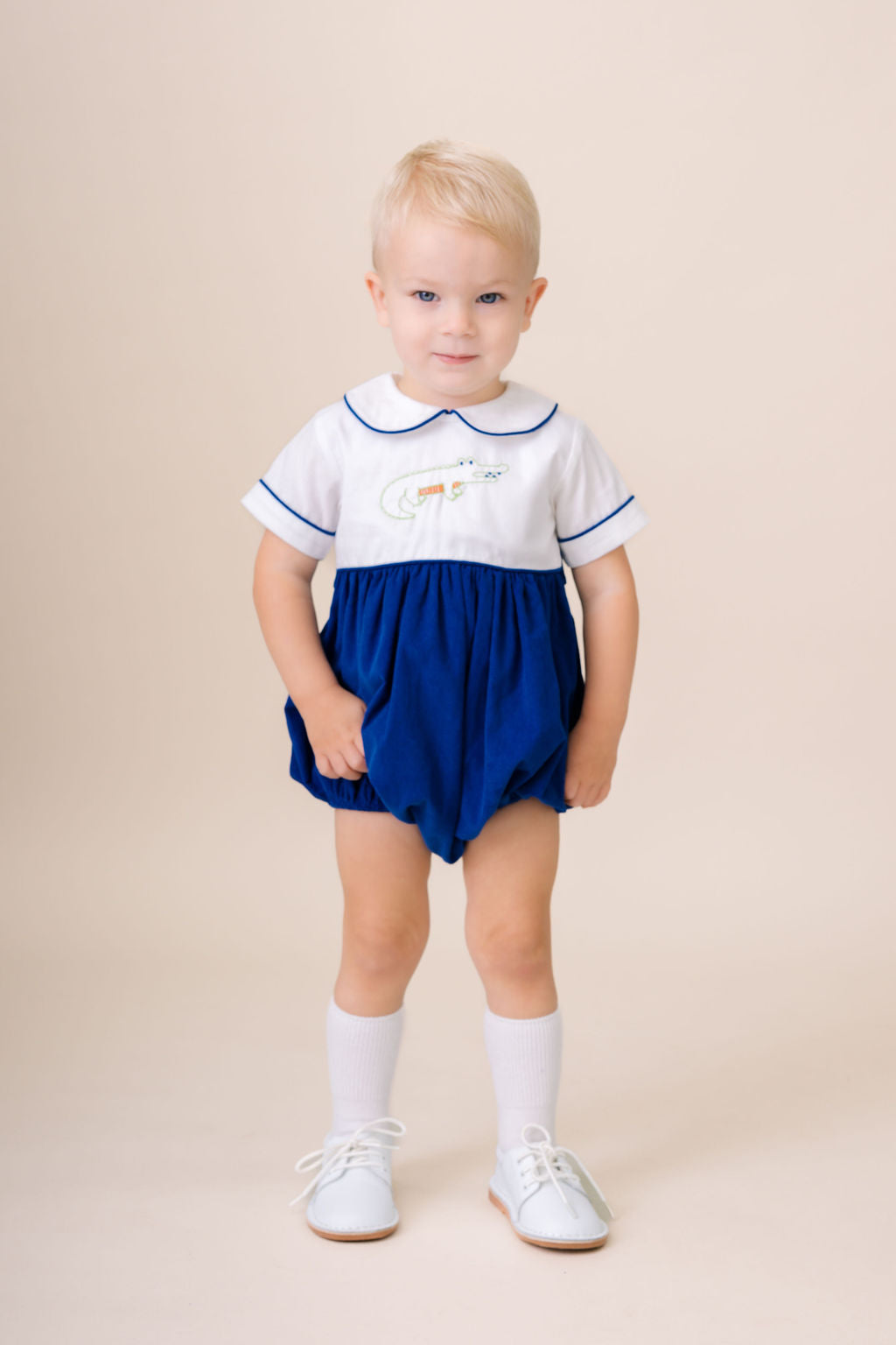 Baby Bea Bubble- Royal Blue Corduroy with Alligator